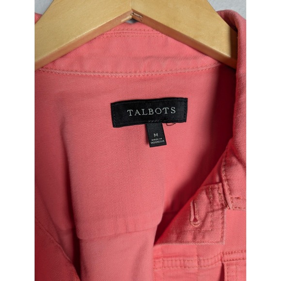 Talbots Jacket Womens Medium Pink Stretch Denim Button Front Jean Style - Picture 3 of 6